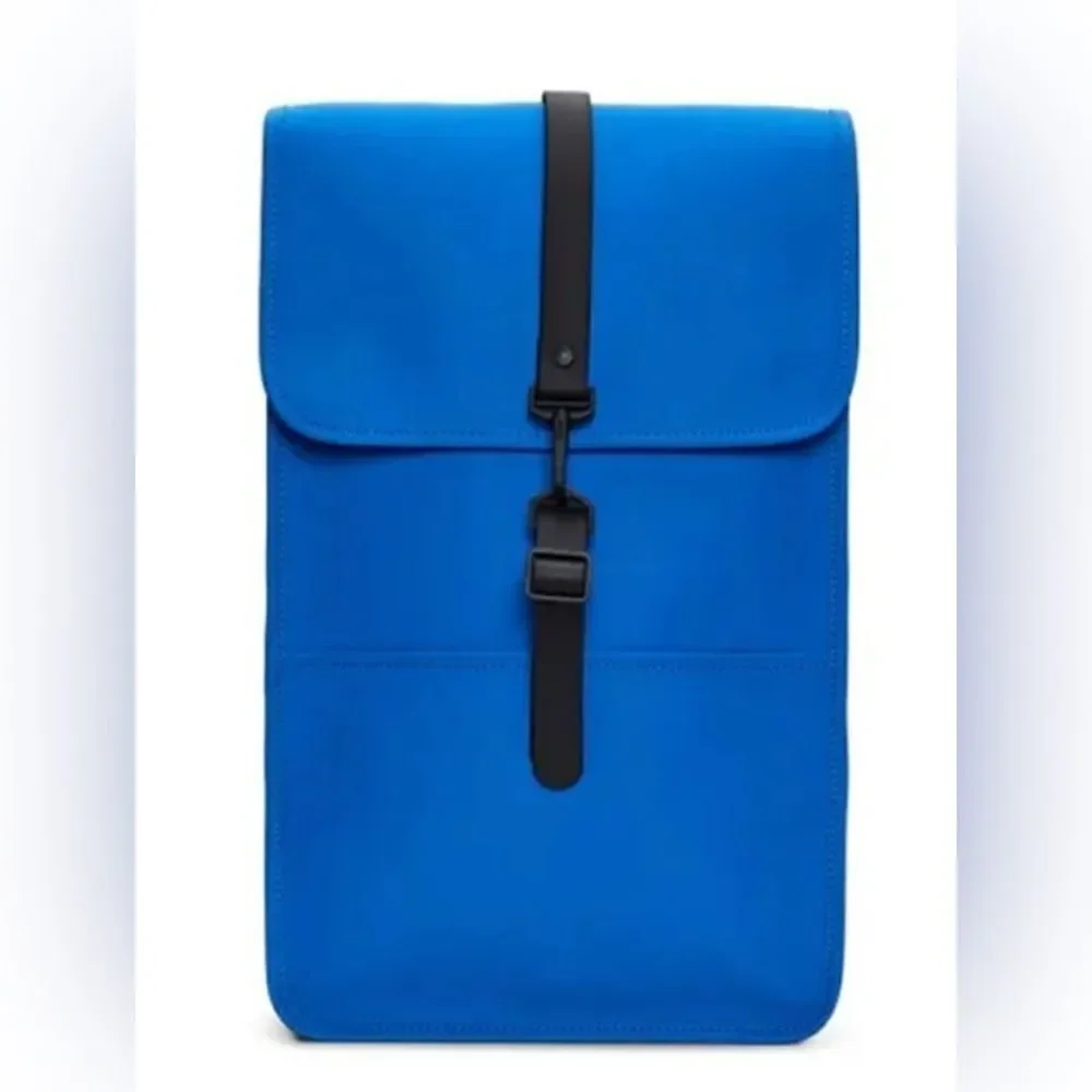 NWT RAINS Waterproof Backpack W3 - Color Blue Waves - Secure Buckle Closure
